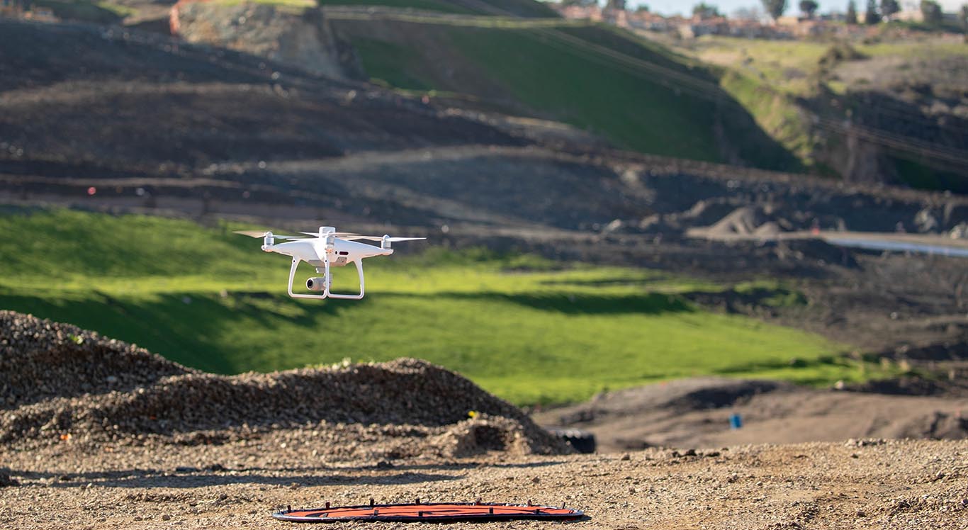 Drone for construction survey takeoff